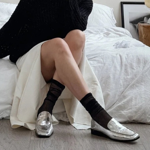 🤍🔹️DOLCE VITA🔹️ Leather Beny Dress Flats in silver for women - Picture 1 of 10
